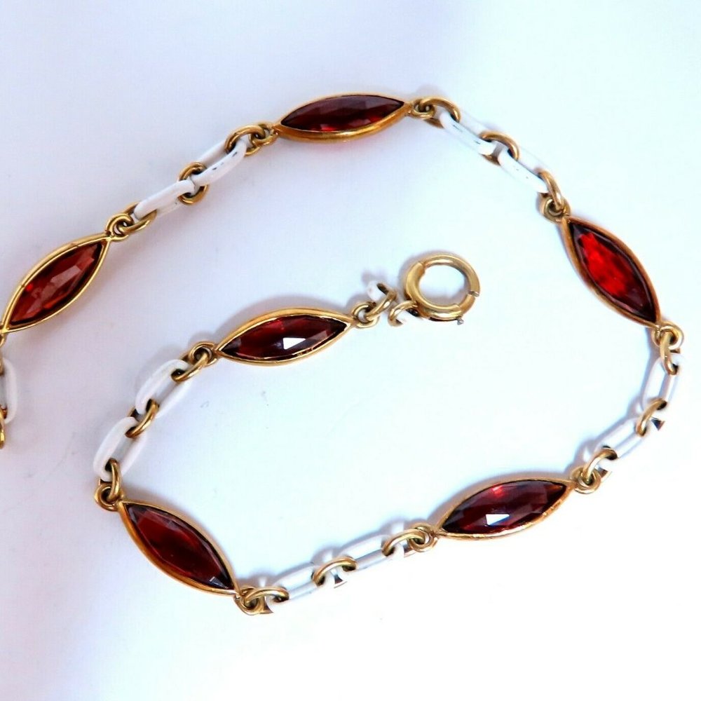 3ct Natural Garnet Station Link Bracelet 14kt*